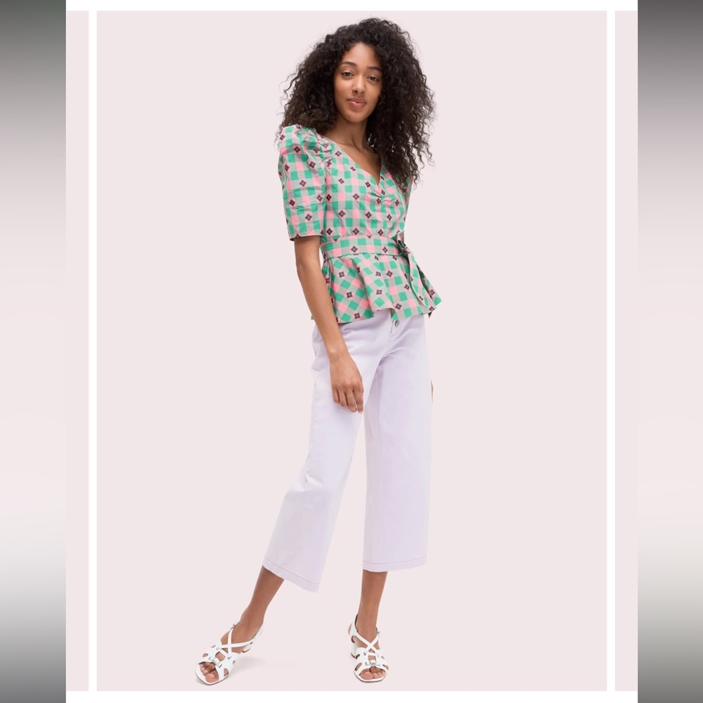 NWOT Kate Spade gingham spade blouse
